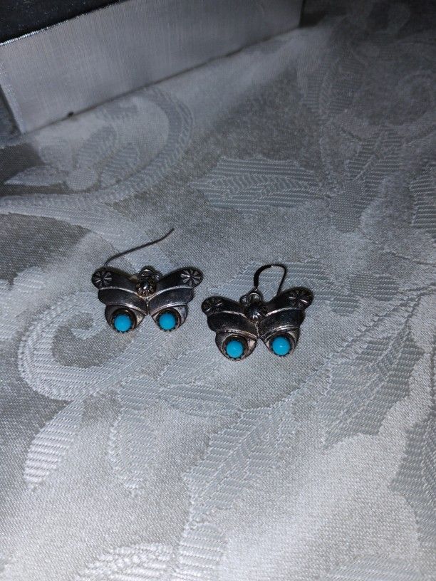 STERLING SILVER AND TURQUOISE EARRINGS