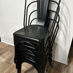 4 Metal Chairs. Black With Gold 