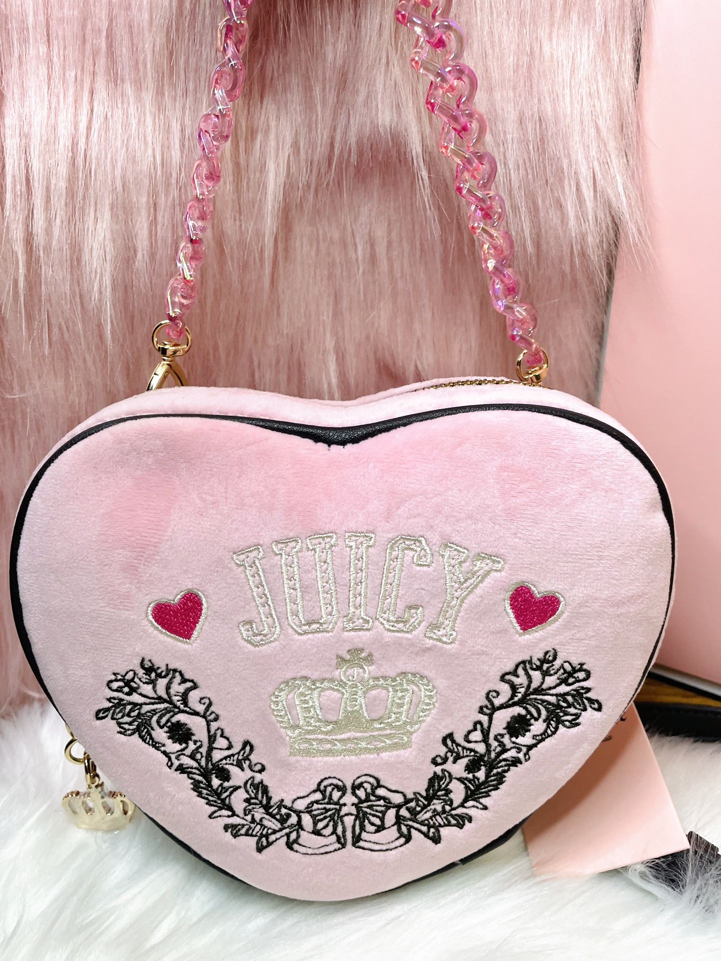 New Juicy Couture Retro Chic Heart Crossbody Bag and Iridescent