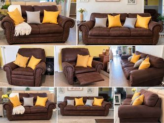 Use good cond. Brown Microfiber Sofa, Loveseat & Recliner Set just need little bit cleaning easy get little bit dusty please be serious buyer.