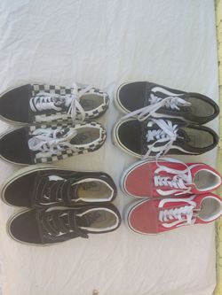 Vans Old Skool Shoes Bundle | Men's Size 5 | 4 Pairs | Black, Checkerboard & Red