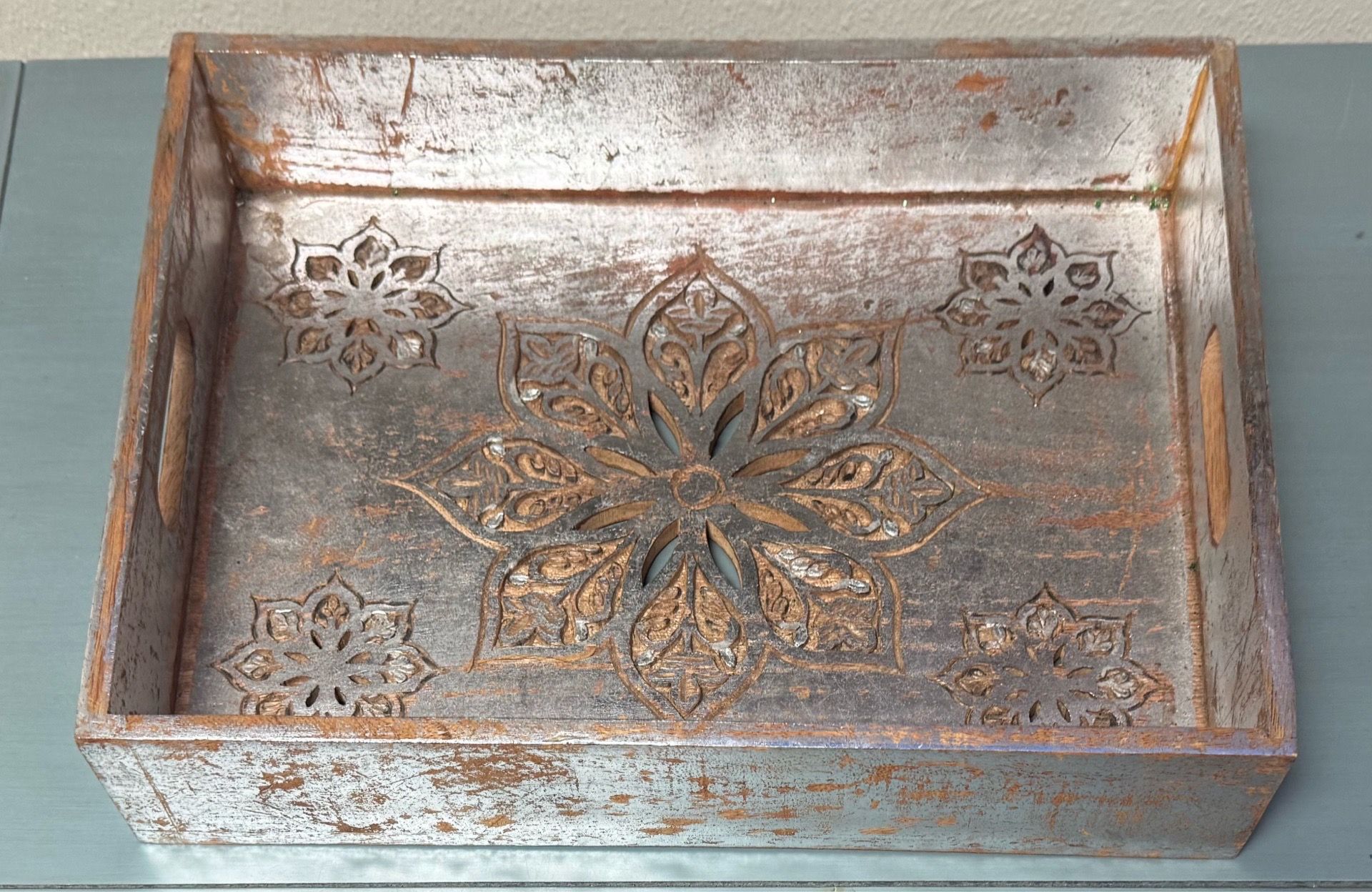 Decorative Silver Gold Serving Tray just $5
