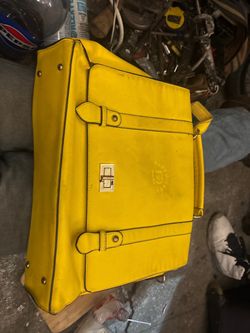 🔥 VINTAGE STYLE YELLOW VEGAN LEATHER LAPTOP BRIEFCASE / TOTE 🔥