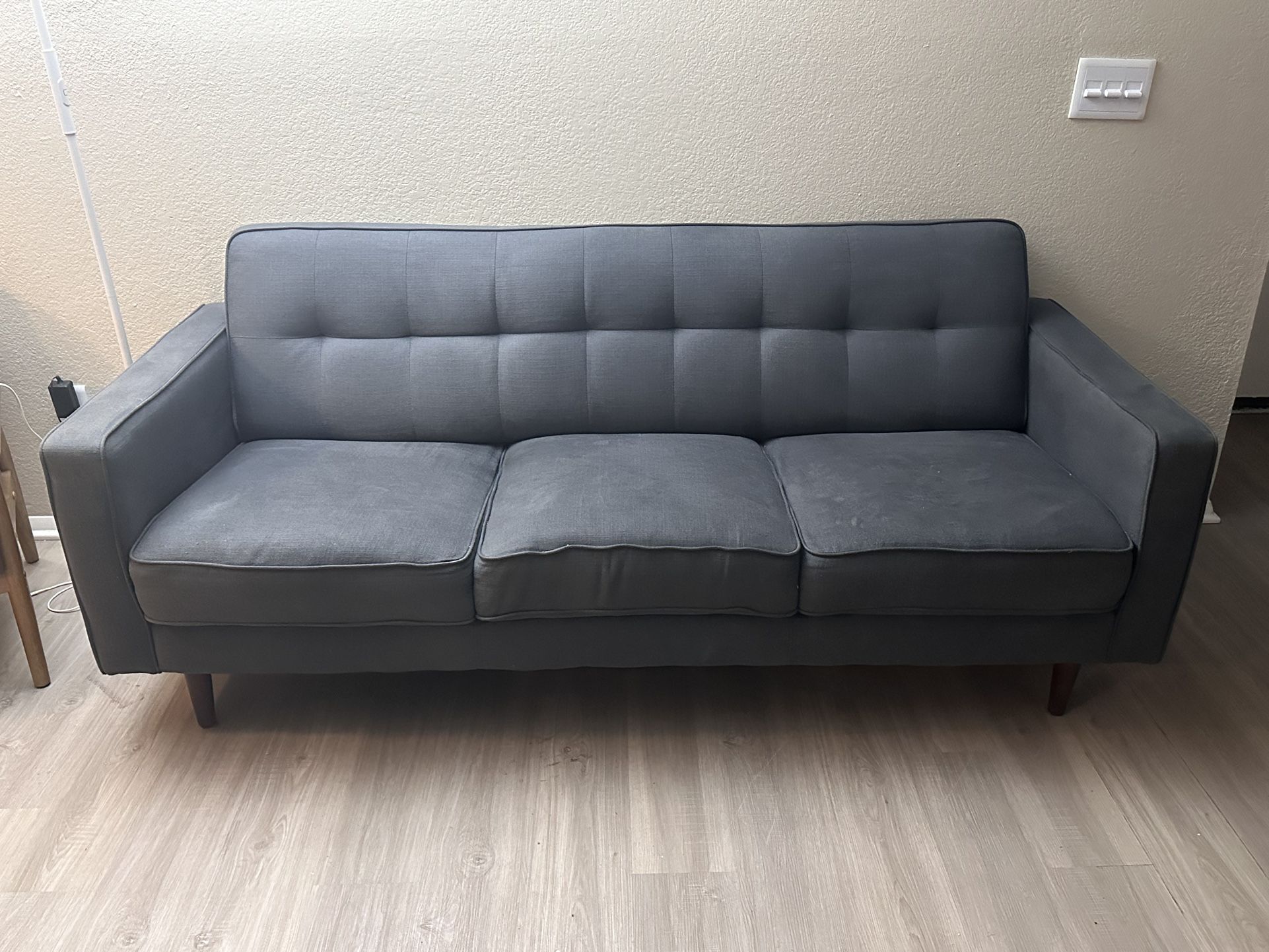 London Dark Grey/Blue Fabric 82" Sofa