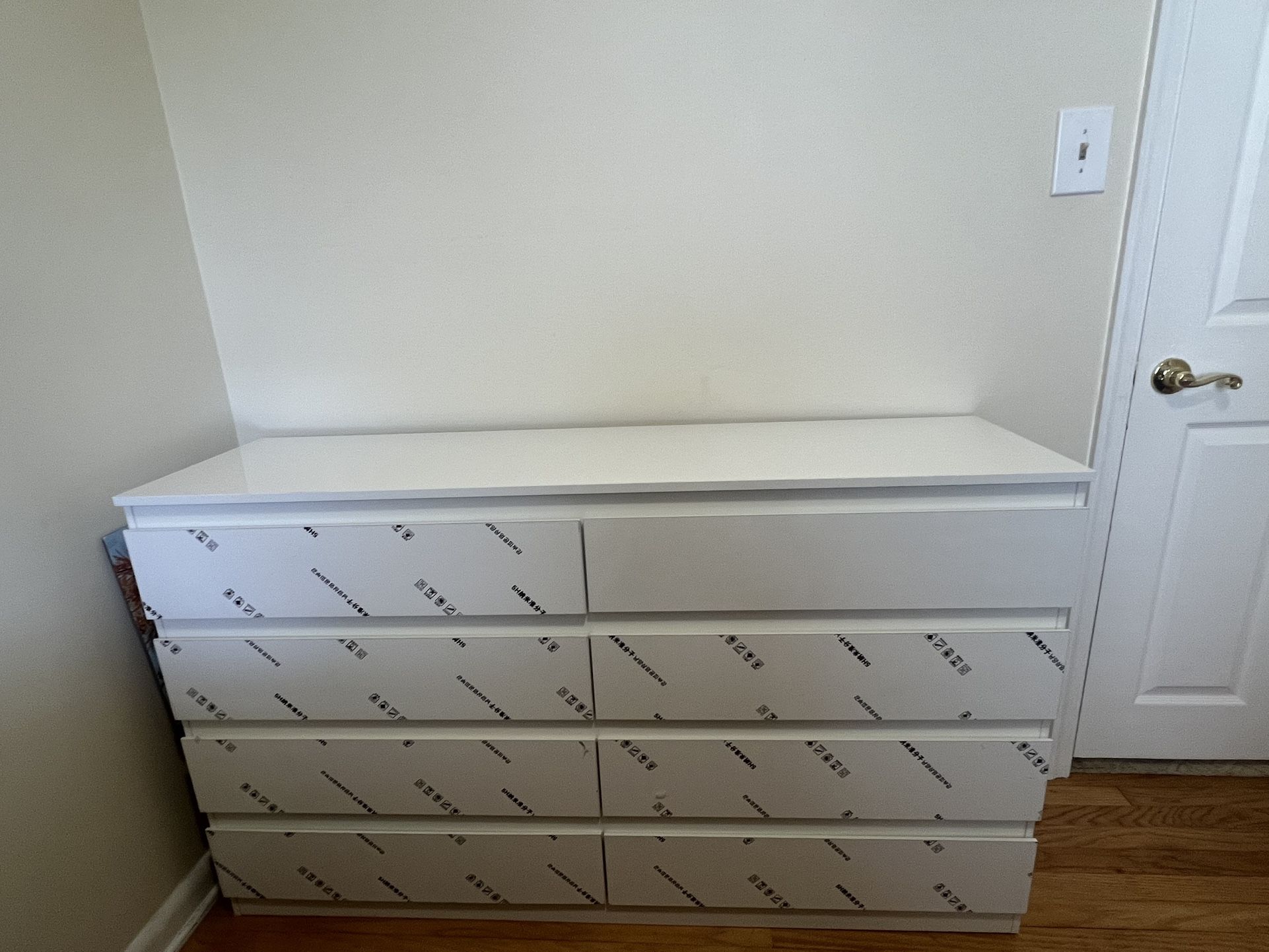 White Wood 8 Drawer Dresser 