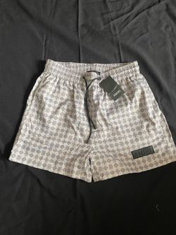 Amiri MA Geometric Logo Pattern Mesh Shorts - Grey/White (With Tags)