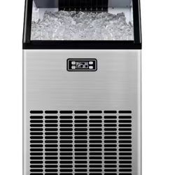 Commercial Full Size Cube Freestanding Ice Maker in Silver