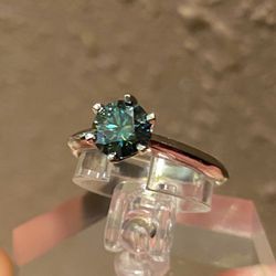 Blue Green Diamond Moissanite Ring 925 Sz 6