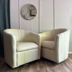 Italian Postmodern Leather Swivel Chairs– Sculptural 1980s Design,Excellent Condition, Free Delivery