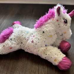 Dan Dee Colorful Glitter Stars UNICORN Pink White Stuffed Animal Plush 24"