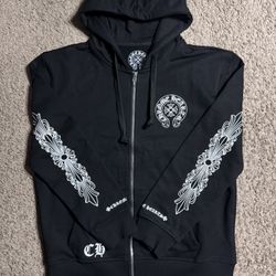 Black Chrome Hearts Zip Up Hoodie