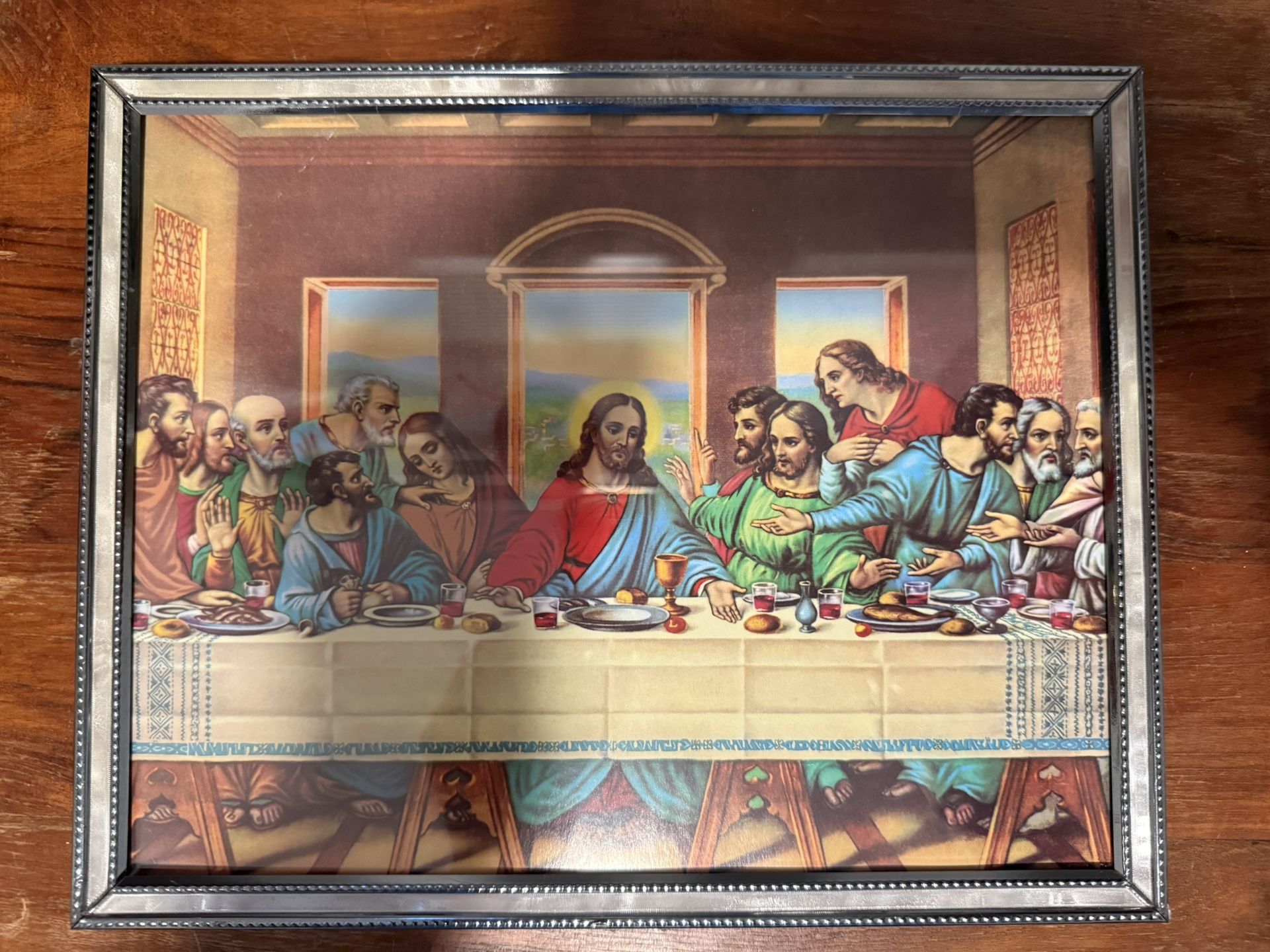 Vintage “The Last Supper” Print in Unique Vintage Textured Frame by Intercraft