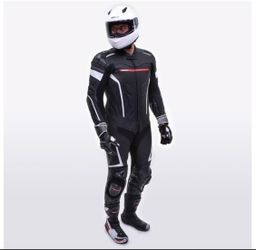 Sedici Chicane One Piece Leather Motorcycle Racing Suit EU 52 Black White Red