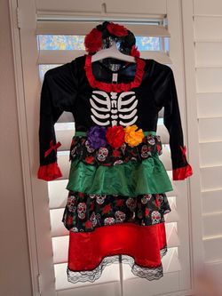 Girls Day of the Dead Halloween Costume Dress Size 6/7