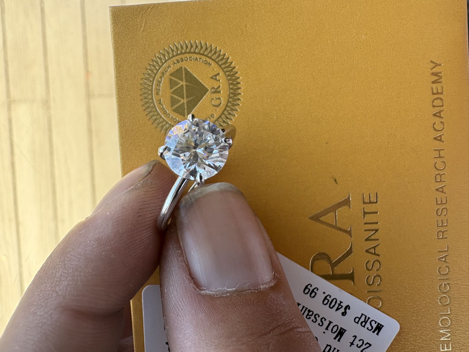 Beautiful, Genuine, Masonite Ring 2 Carat