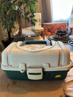 Vintage Plano 2-Tier Tackle Box w/Fishing Accessories
