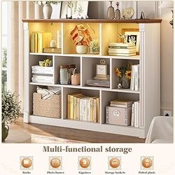 10 CUBE STORAGE BOOKCASE WITH CHARGING STATION LED