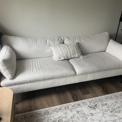 White Sofa + Two Ottomans + Pillows