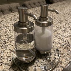 2x Brushed Nickel Soap Dispensers