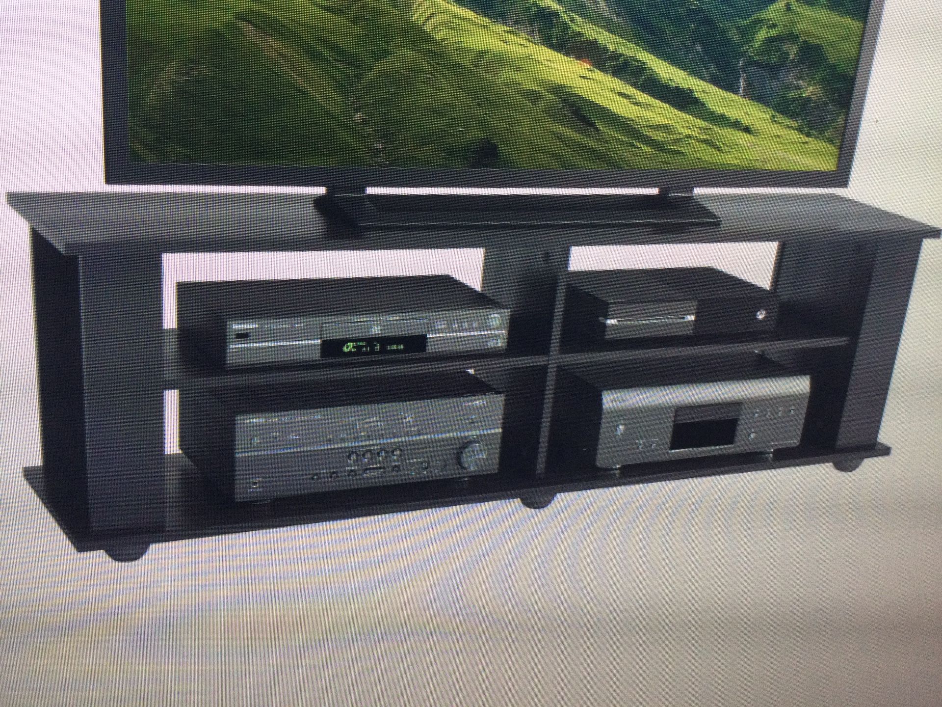 CORLIVING FS-3580 FILLMORE RAVENWOOD BLACK TV STAND FOR TVS YP TO 70 INCHCH..IN A OPEN BOX, NEEDS ASSEMBLING  