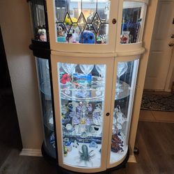 5ft Black And White Antique Display Cabinet