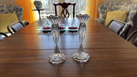 Cristallerie d’Arques Calliope 8½” Lead Crystal Candlesticks – France – In Box