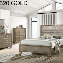 New Gold Bedroom Set Queen And King Available 