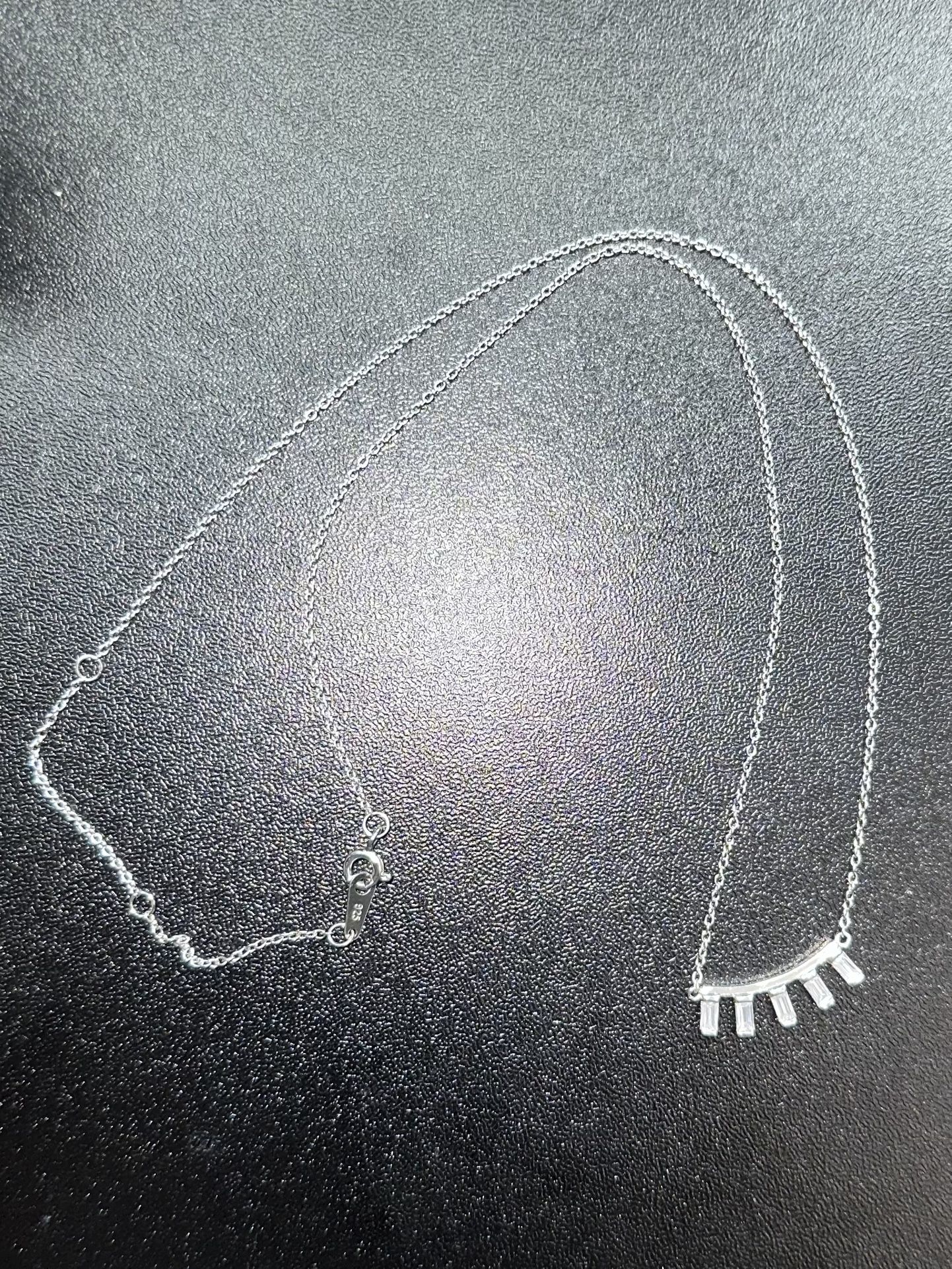 16-18” 5 Stone Necklace, 925 Sterling Silver, CZ Stones