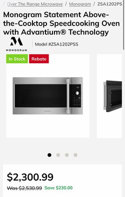 Monogram Statement Above-the-Cooktop Speedcooking Oven with Advantium® Technology Model #ZSA1202PSS