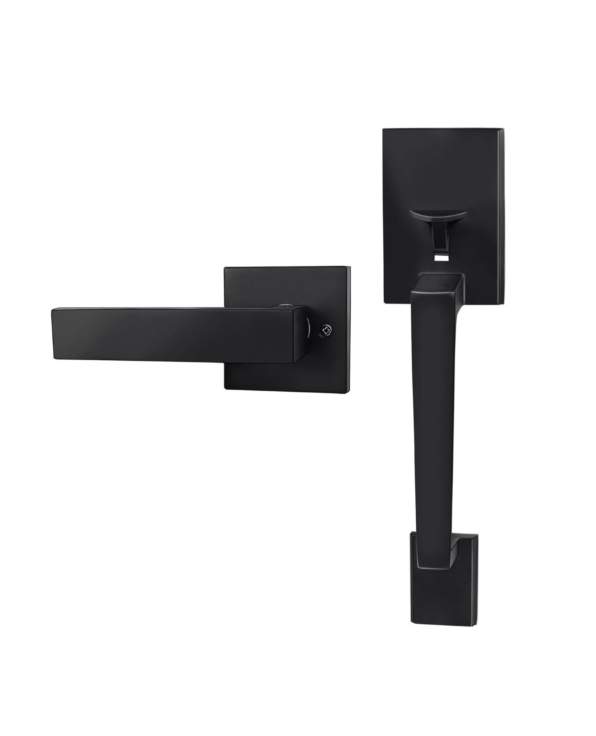 Matte Black Front Door Handle Set – Reversible for Left/Right Doors