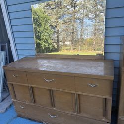 Wood Dresser With Mirror , Need Paint