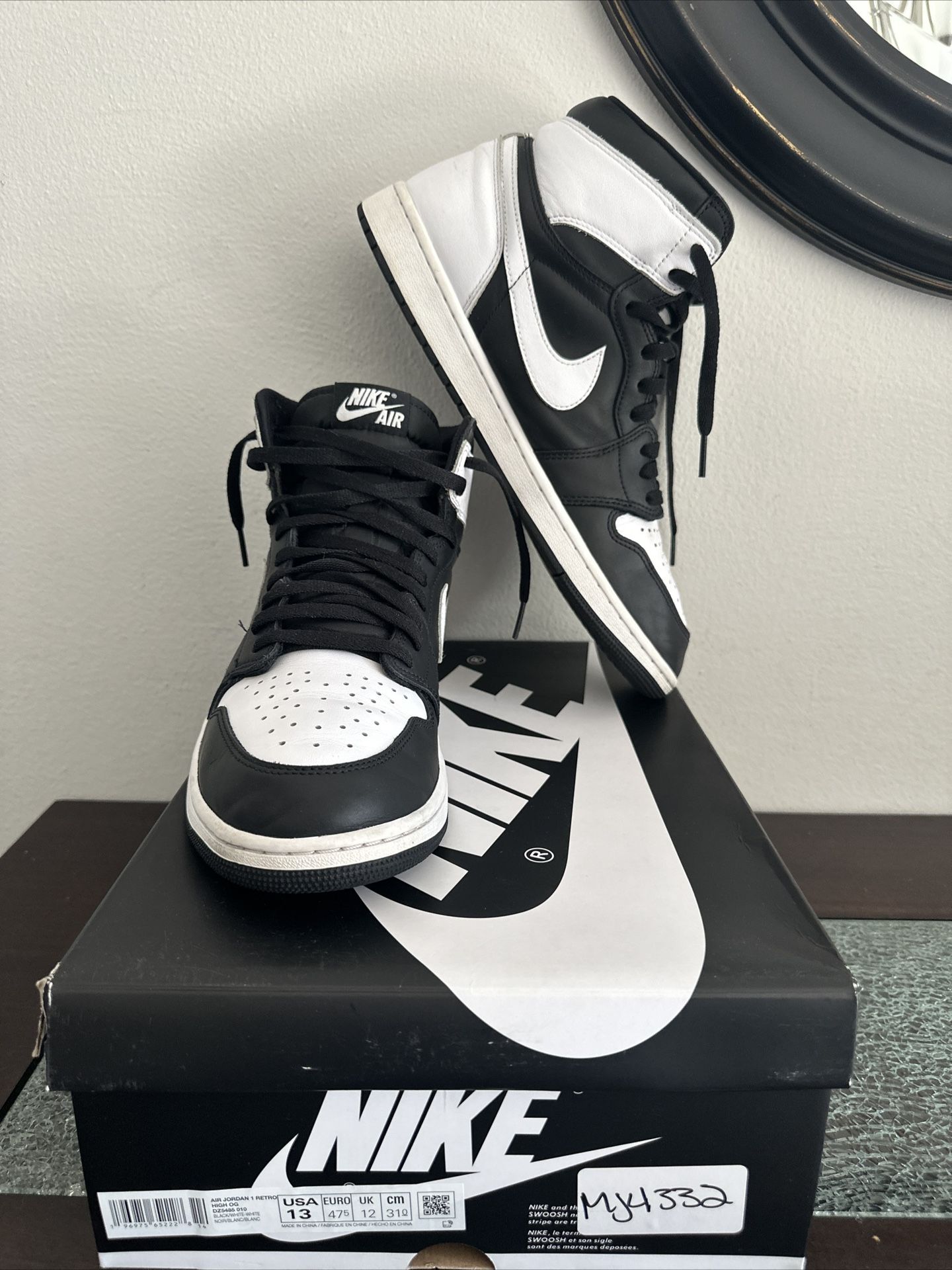 Size 13 - Air Jordan 1 Retro OG High Black White 2.0