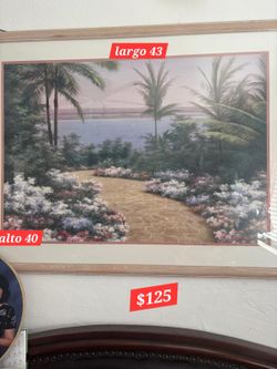 Framed Tropical Garden Path Art Print