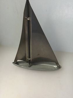 Vintage Aluminum Sailboat Sculpture Silver