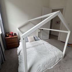 Full-size wooden house bed frame