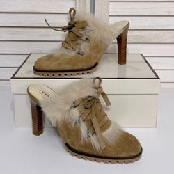 NIB COACH Kristy Suede High Heel Mules Women’s Size 6.5
