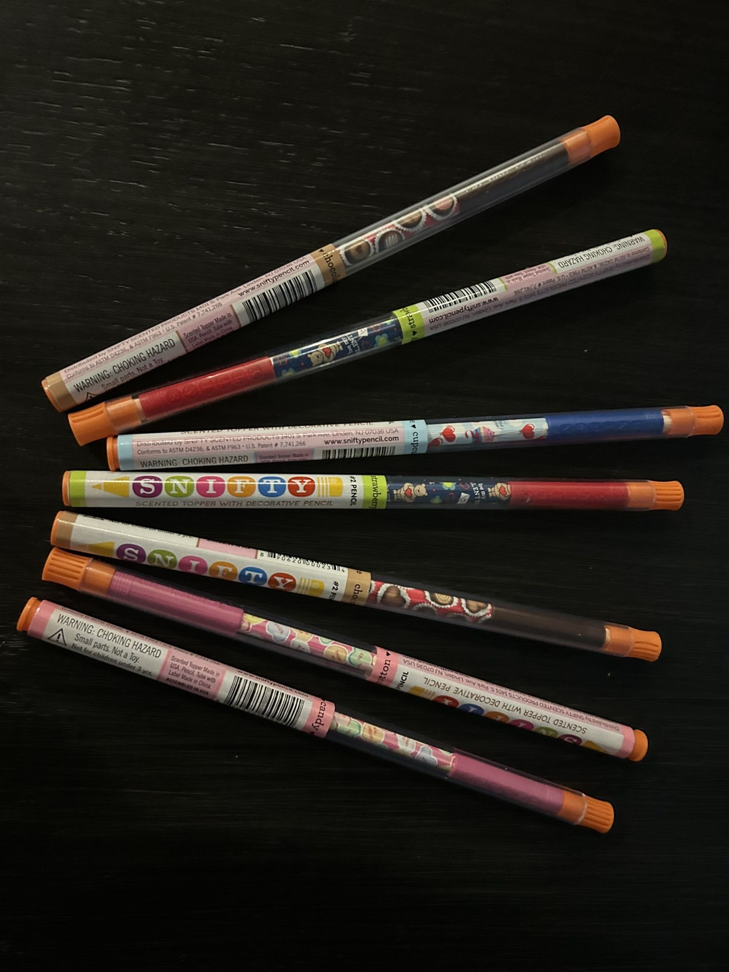 Scented pencils "smencils" set of 7; chocolate, strawberry, cotton candy, Cupcake 