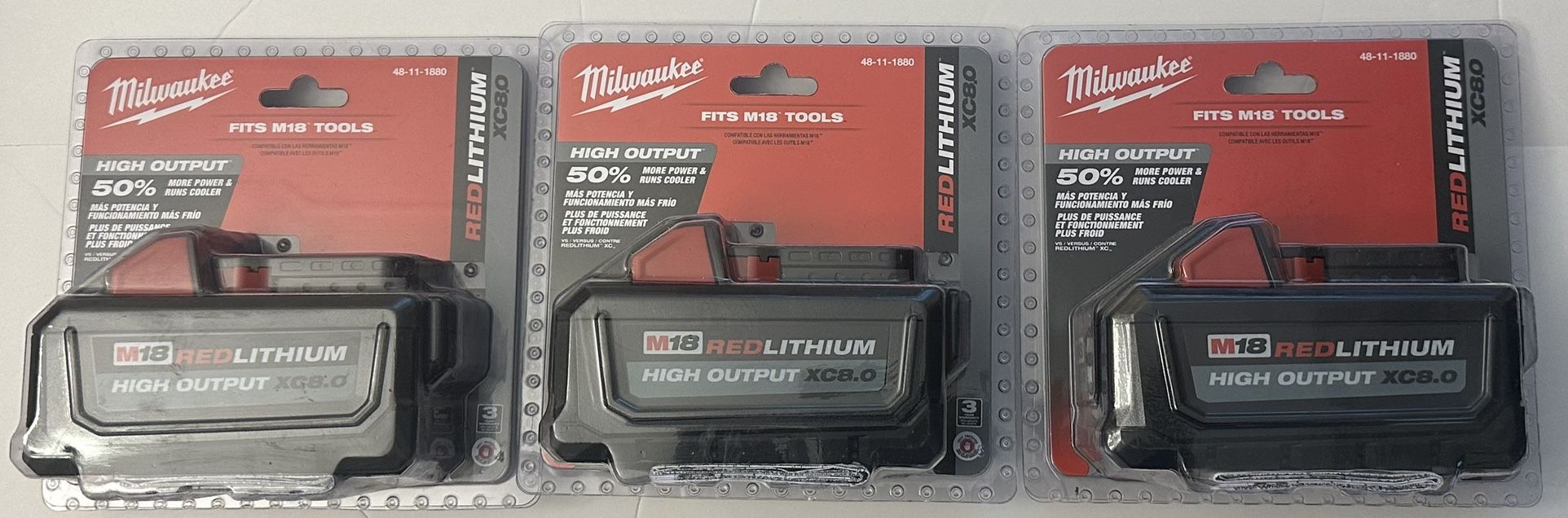 Milwaukee M18 18-Volt Lithium-Ion HIGH OUTPUT XC 8.0 Ah Battery(3)