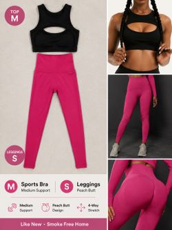 Gym Set M/S | Medium Support Bra + Pink Peach Butt Leggings