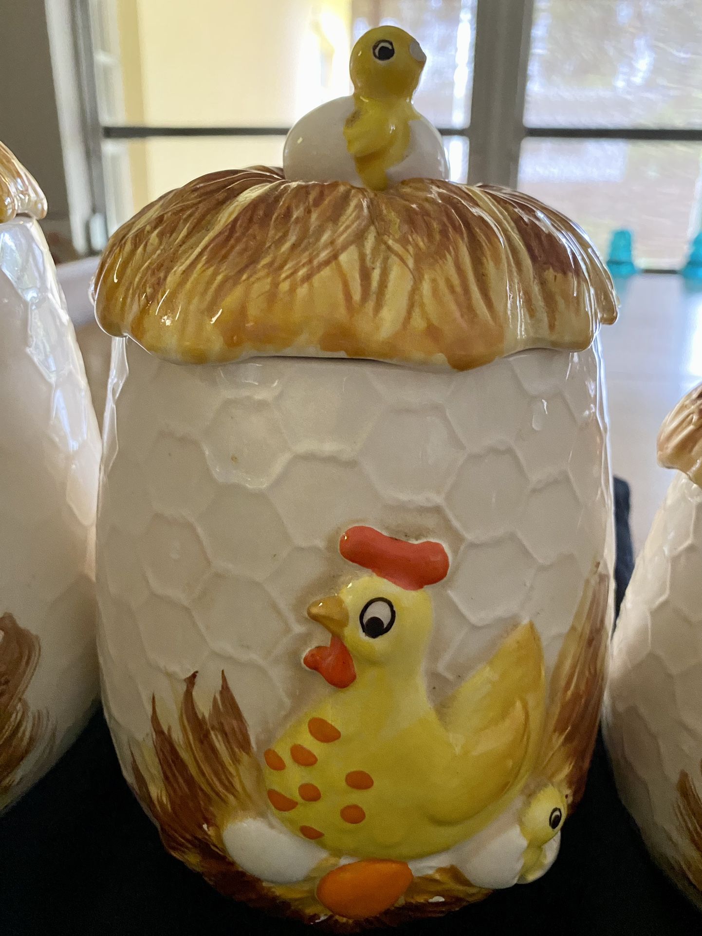 Vintage 1976 Sears & Roebuck Hatching Chicken Ceramic Canister Set