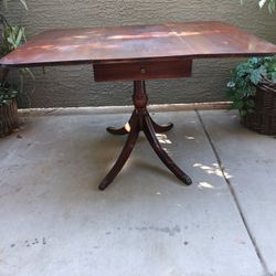 Antique Drop Leaf Mahogany False Drawer Dinning Room Table With Claw F