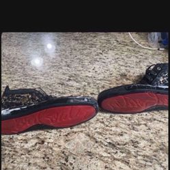 Christian Louboutin LOU SPIKES FLAT PAT/Size 12.5 High Top Sneakers Black/Gold