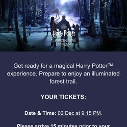 Tickets To Harry Potter forbidden Forest 