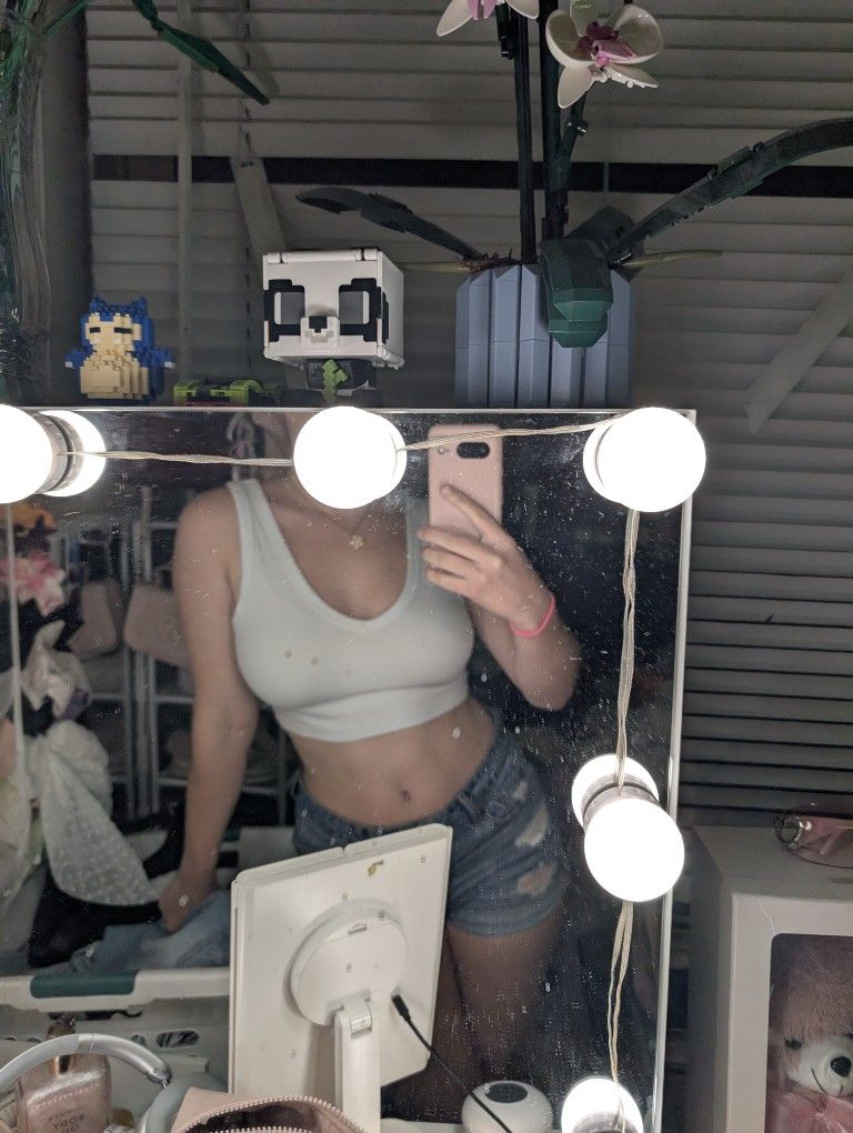 White/Light Blue Crop Top