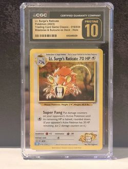 2023 Pokemon Lt. Surge’s Raticate 016/034 CGC Pristine 10 TCG Classic
