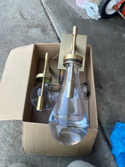 Brass Wall Sconce with Glass Globe Shades