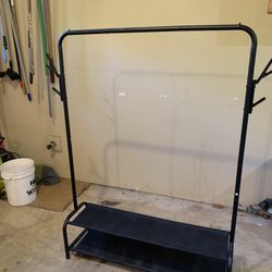 Portable Clothes Rack + 2-Tier Shoe Shelves
