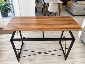 Industrial Wood Top Desk with Black Metal Frame