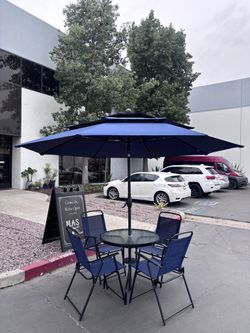 New Outdoor Patio Table with Chairs and Umbrella 