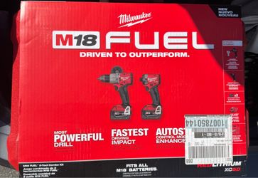 Milwaukee M18 FUEL 18V Lithium-Ion Brushless Cordless Hammer Drill & Impact Driver with 2 Batteries